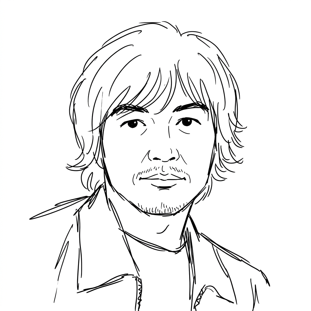 Higashino Keigo Portrait Sketch Illustration